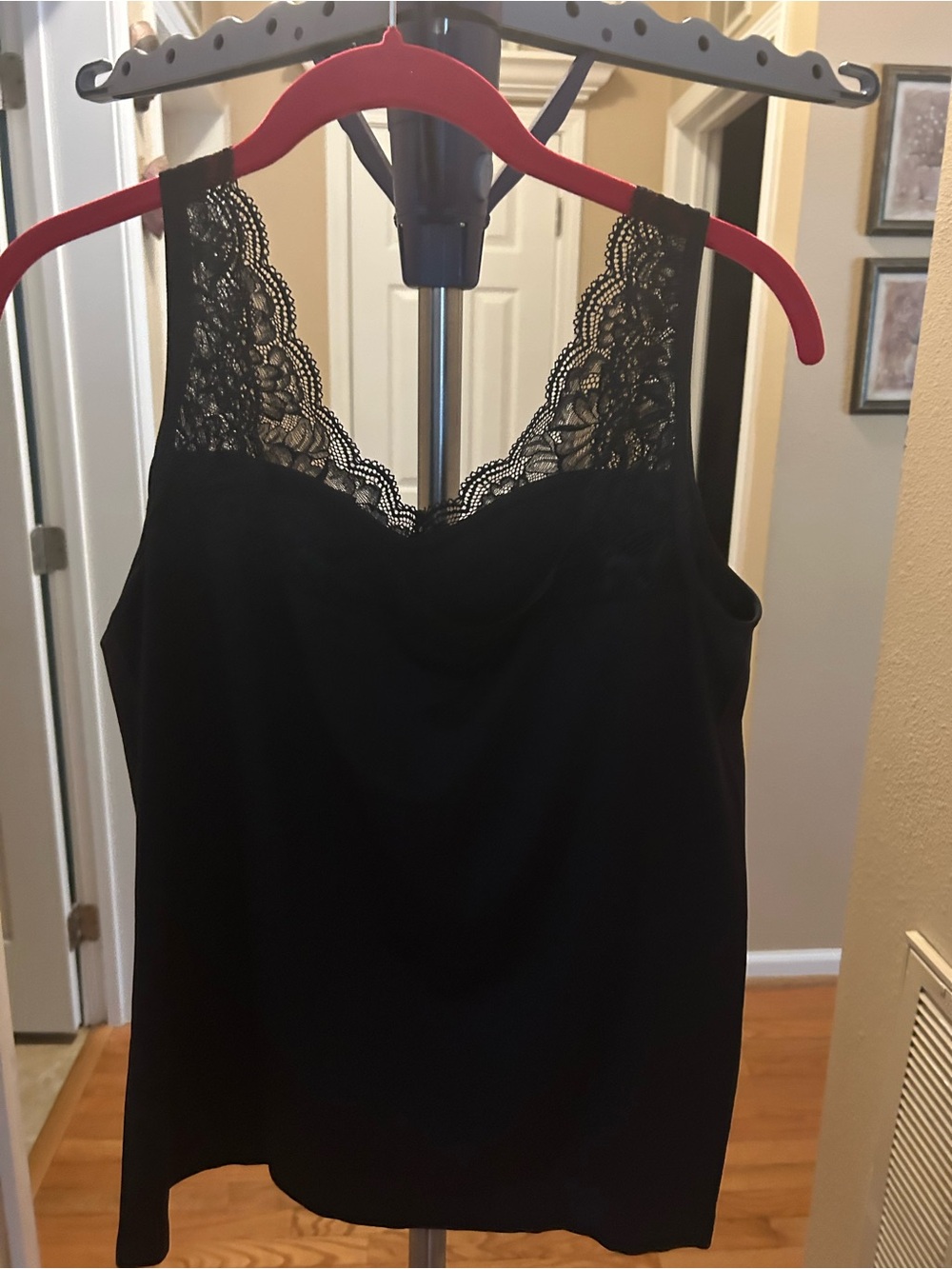 Breezies Black Lace-Trim Camisole Top